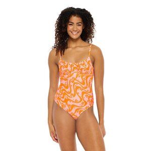 Ninety-Nine Degrees Ruched Underwire One-Piece Retro Swimsuit Women's Size M